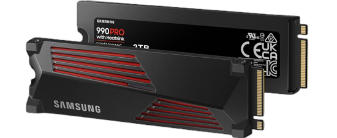 قرص SSD Samsung 990 PRO 2TB PCIe Gen4 NVMe M.2 مع مشتت حراري